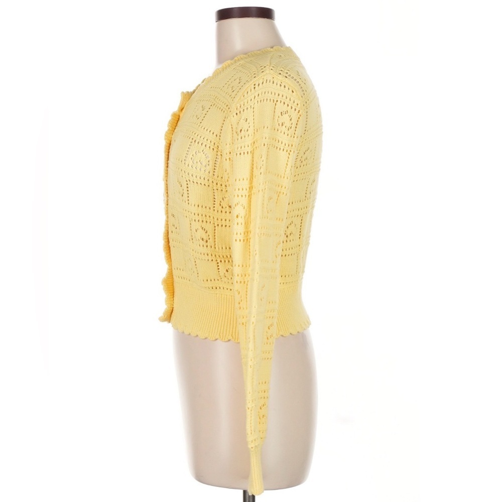 Women’s Faith & Zoe Buttercream Yellow Knit Button-Front Cardigan Sweater Medium - Picture 11 of 13